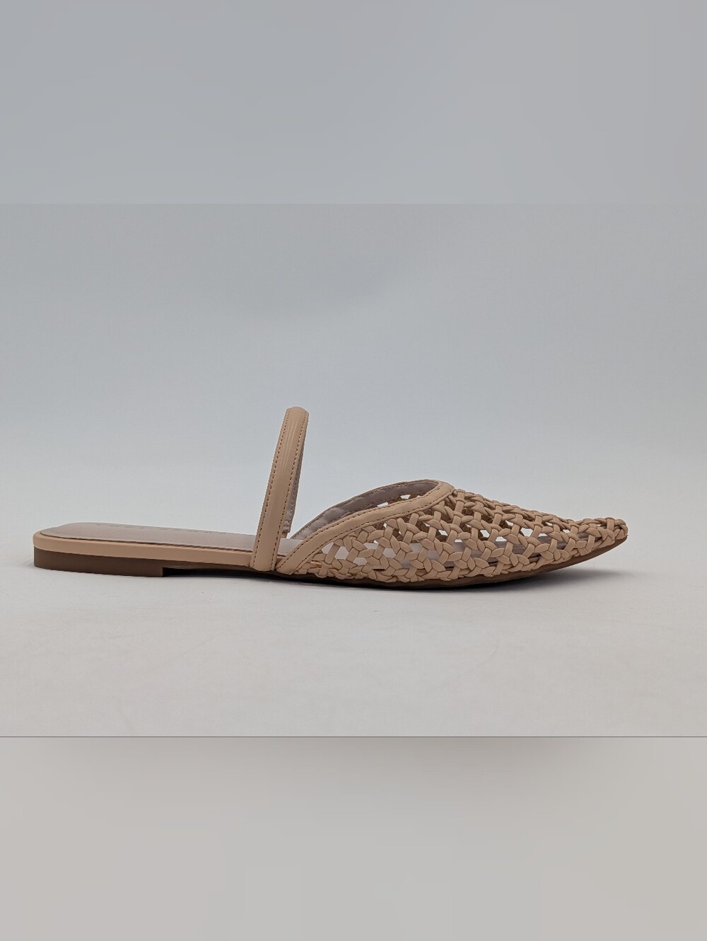 Yosi Samra Justine Sz 9 Pointed Toe Handwoven Leather Mule Flat Sandal Tan - Picture 3 of 16